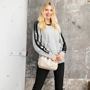 Kori sequin sleeve sweater - size L- NWT